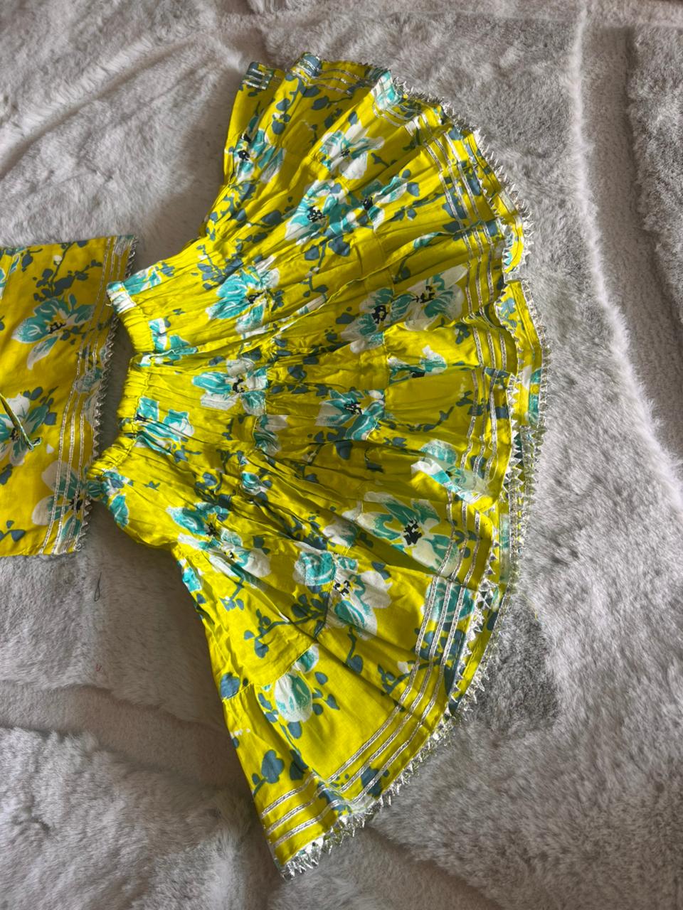 Lemon Yellow Printed Cotton Co-Ord Set (9-12 Months)