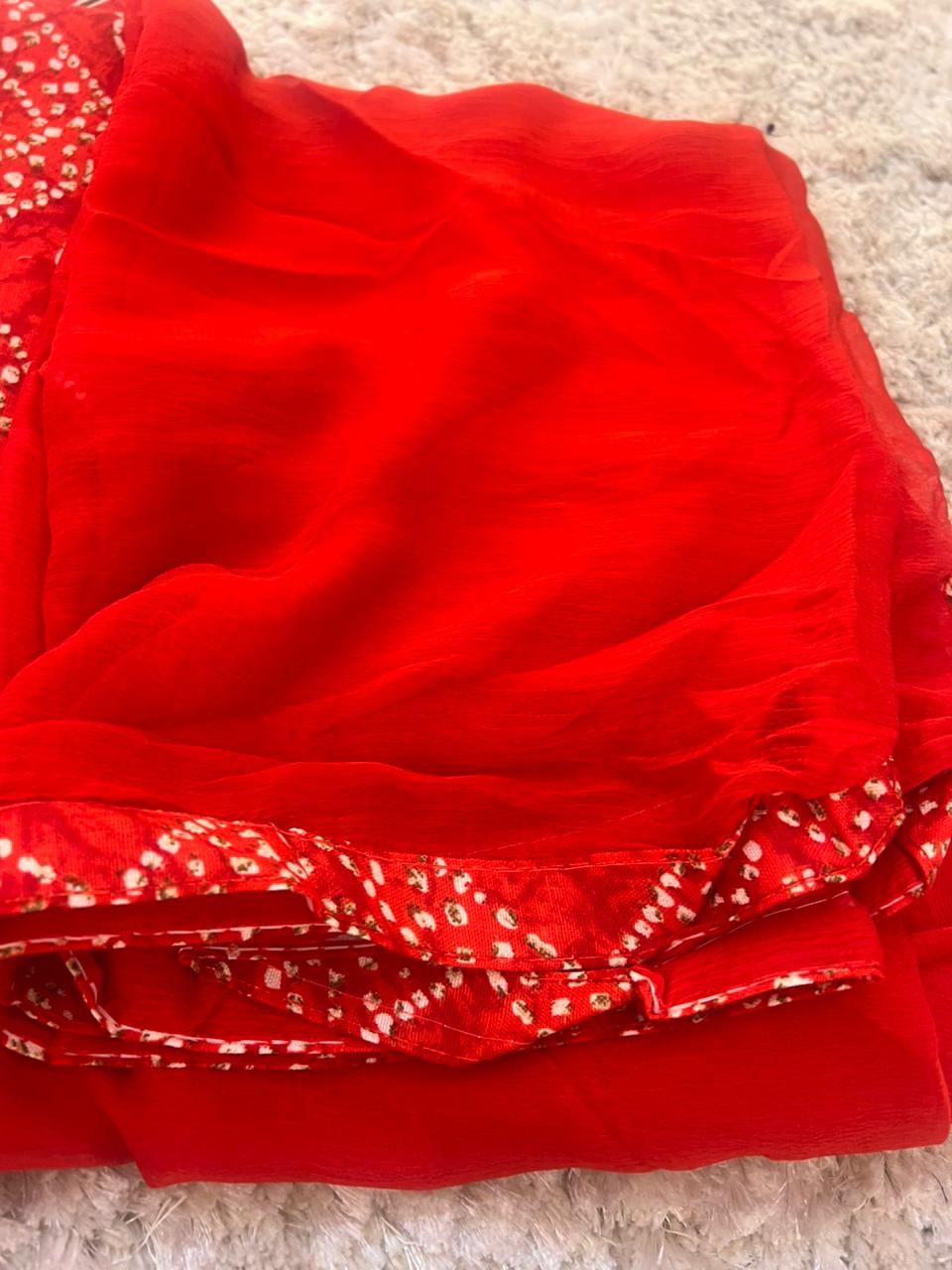 Beautiful Bandhini Print Suit (Unstitched)