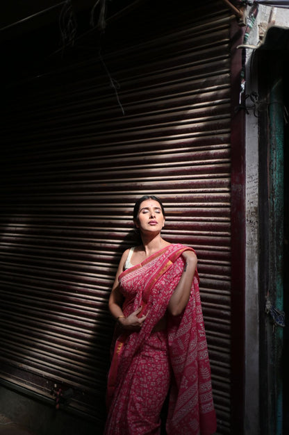 Beautiful Pink Soft Cotton Saree