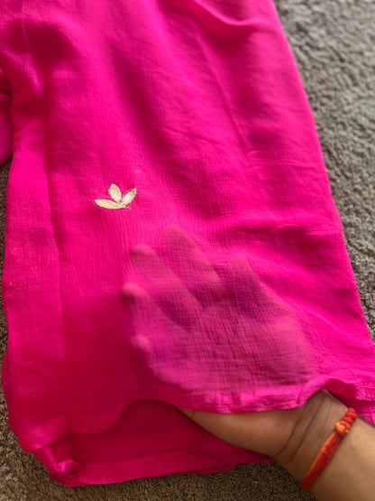 Beautiful Pink Chifffon Saree, Gota Work all over the Saree with Same Fabric Blouse Piece