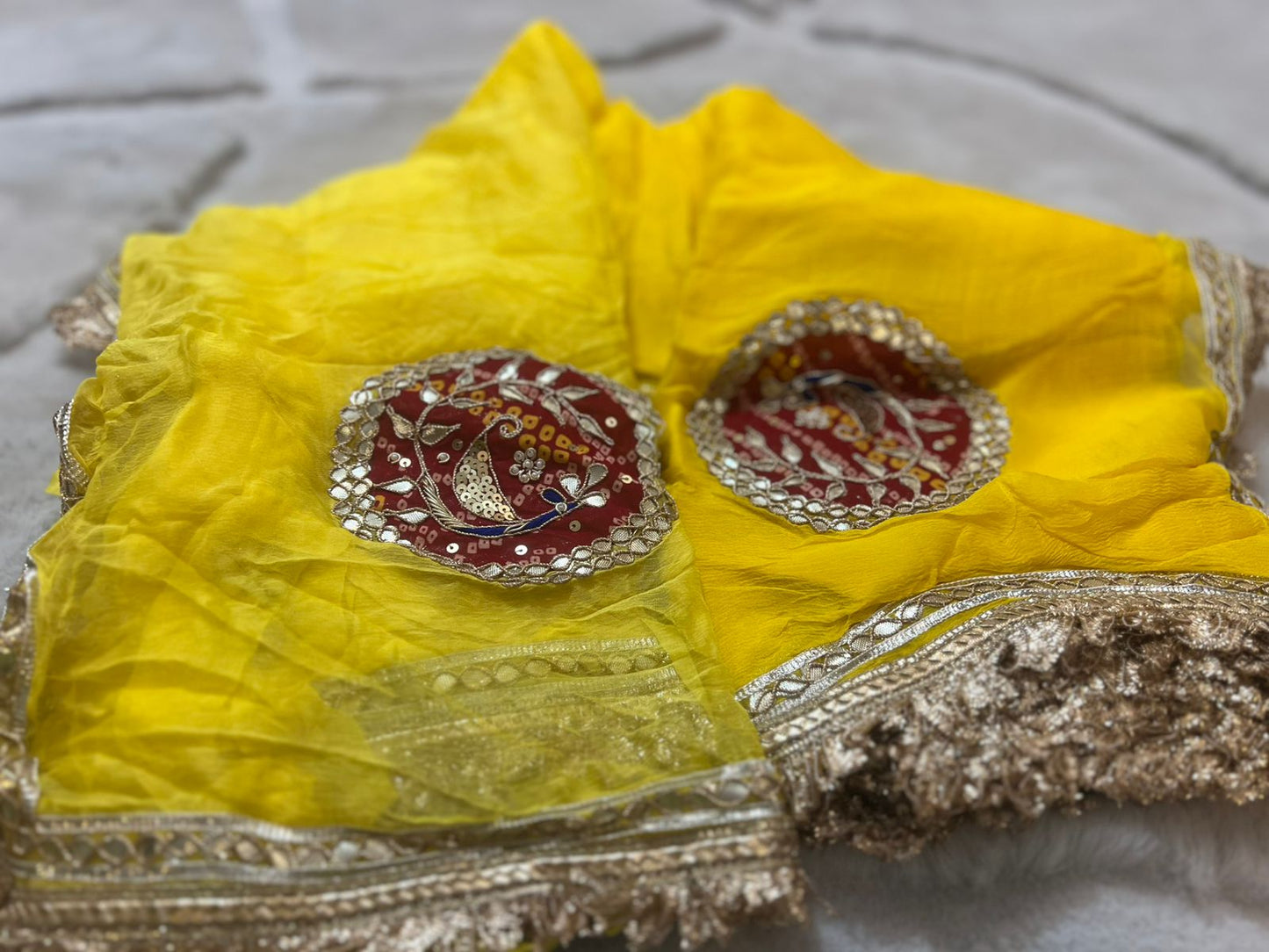 Haldi Thaal Soft Chiffon Saree with Same Fabric Running Blouse