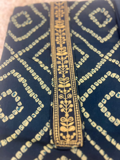 Beautiful Bandini Print Designer Suit with Lovely Malmal Dupatta (Unstitched)