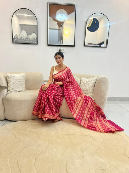 Beautiful Pink Color Kota Doriya Saree