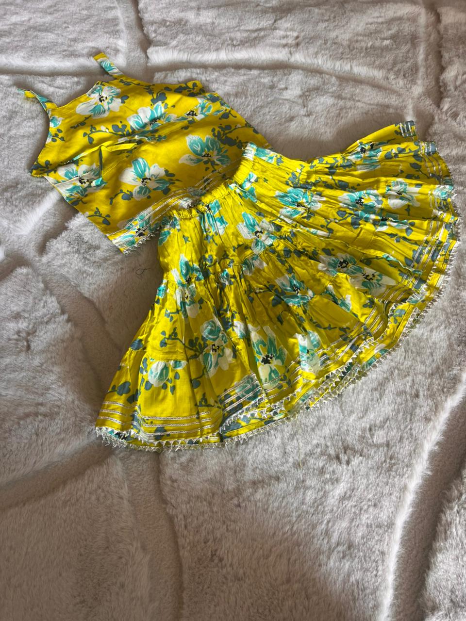 Lemon Yellow Printed Cotton Co-Ord Set (9-12 Months)