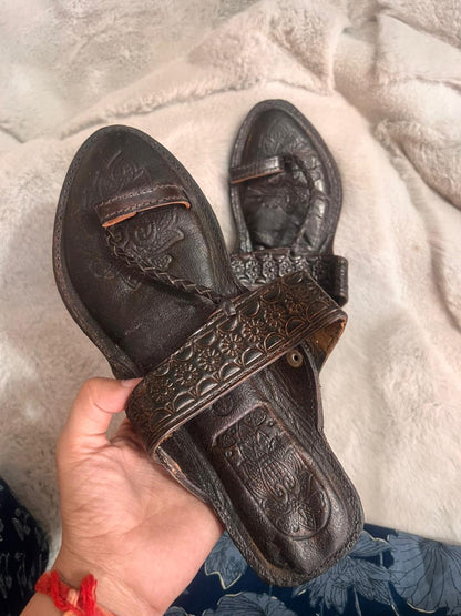 Beautiful Black Color Pure Leather Designer Slippers