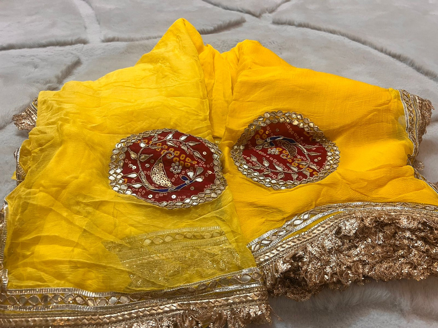 Haldi Thaal Soft Chiffon Saree with Same Fabric Running Blouse
