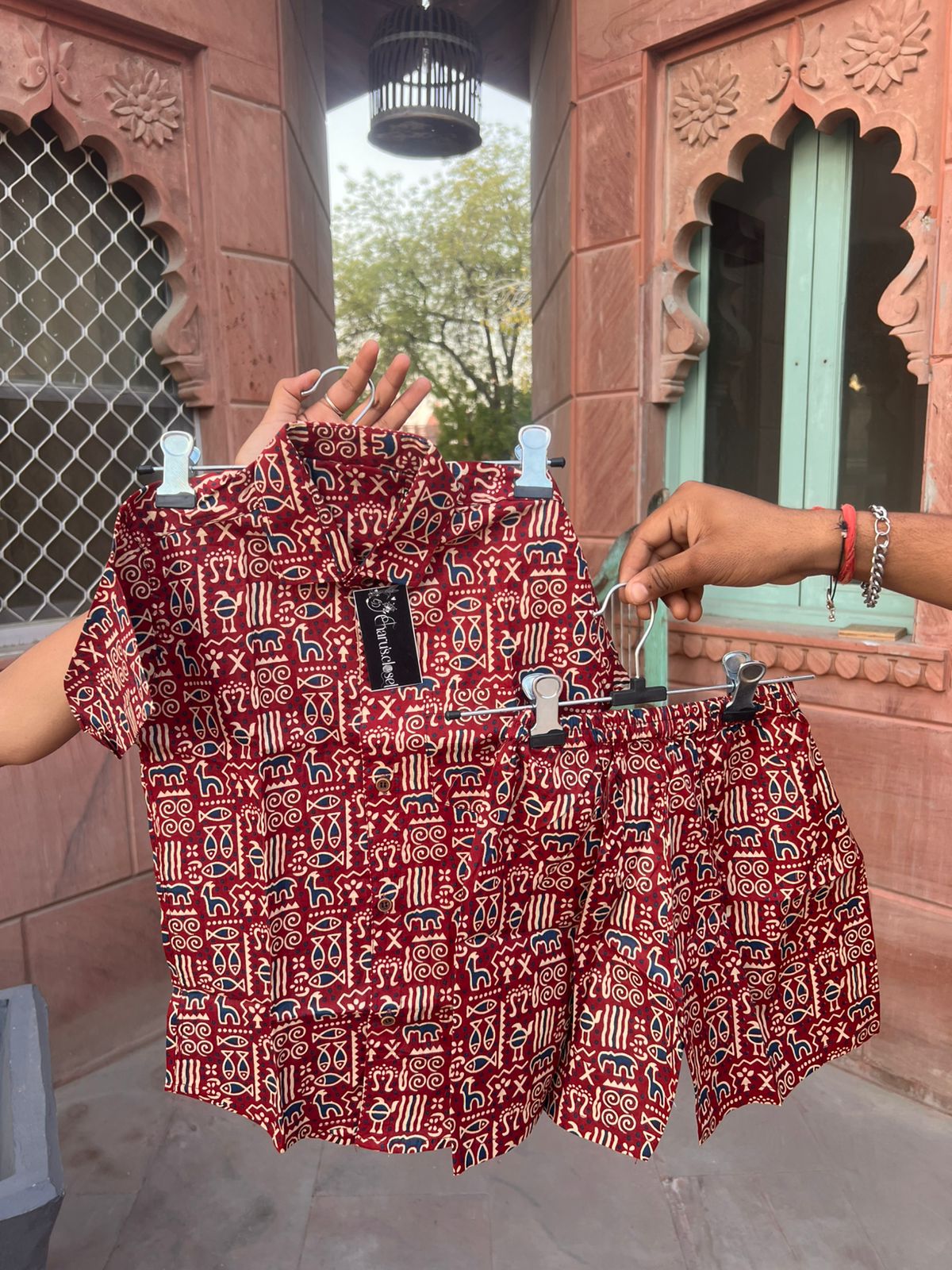 Beautiful Red Color Printed Cotton Set