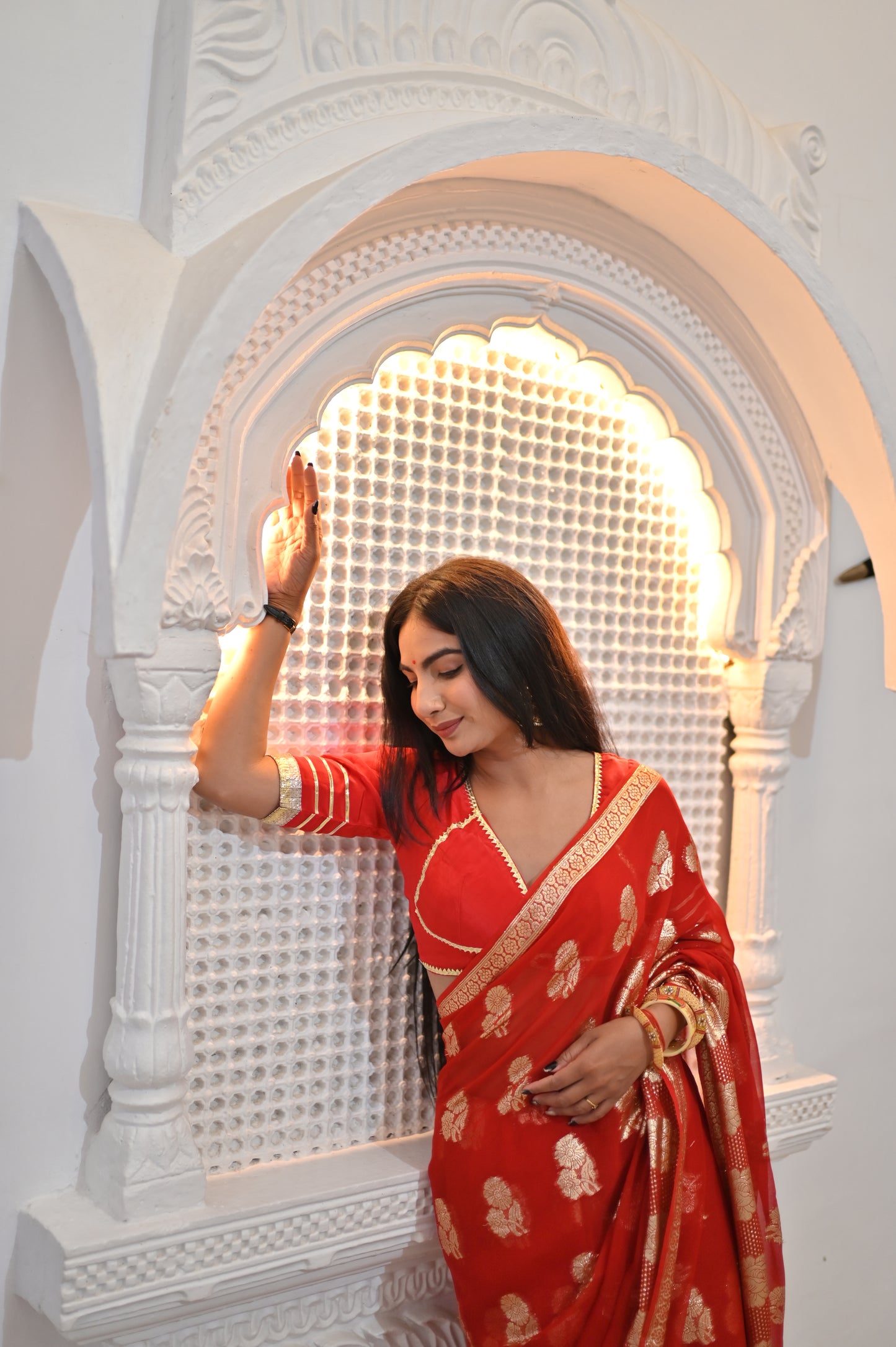 Red Soft Georgette Saree