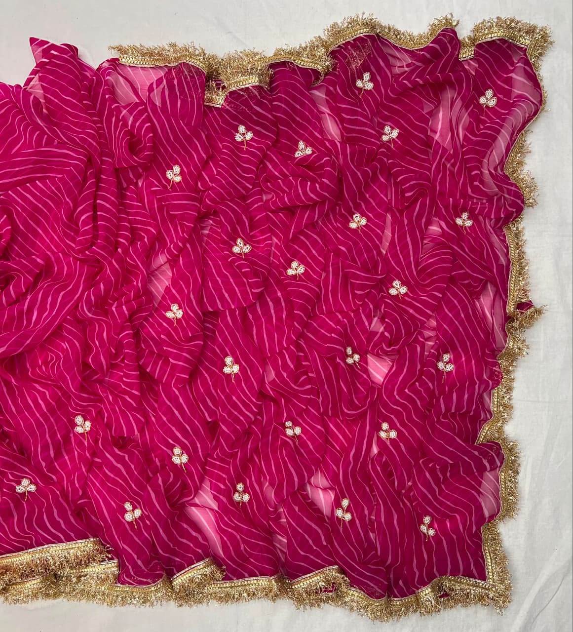 Beautiful Pink Color Designer Lahariya Saree