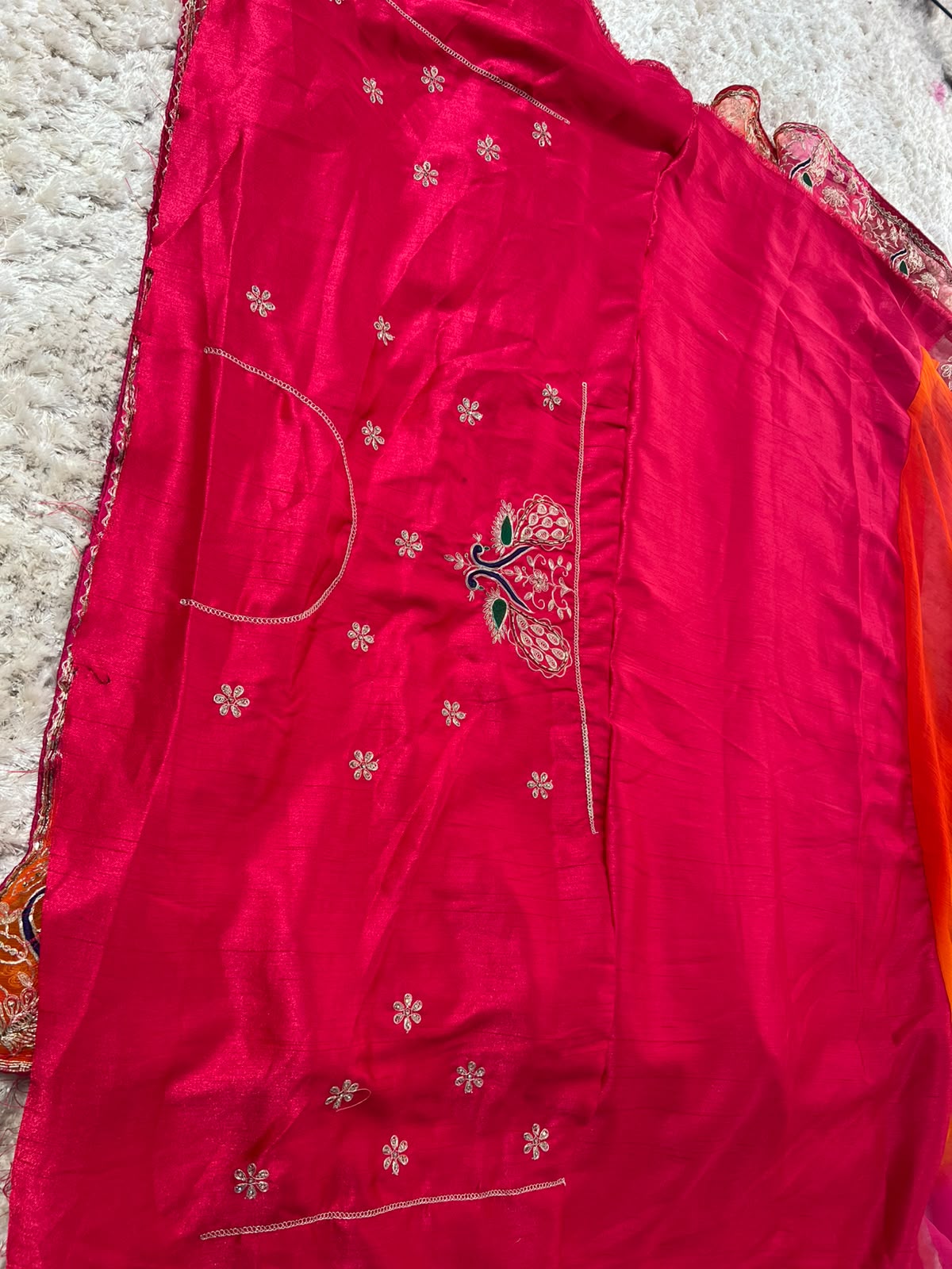Beautiful Soft Diamond Chiffon Peacock Designer Saree with Full Heavy Blouse Piece