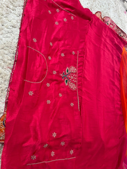 Beautiful Soft Diamond Chiffon Peacock Designer Saree with Full Heavy Blouse Piece