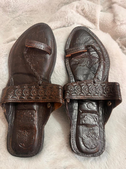Beautiful Black Color Pure Leather Designer Slippers
