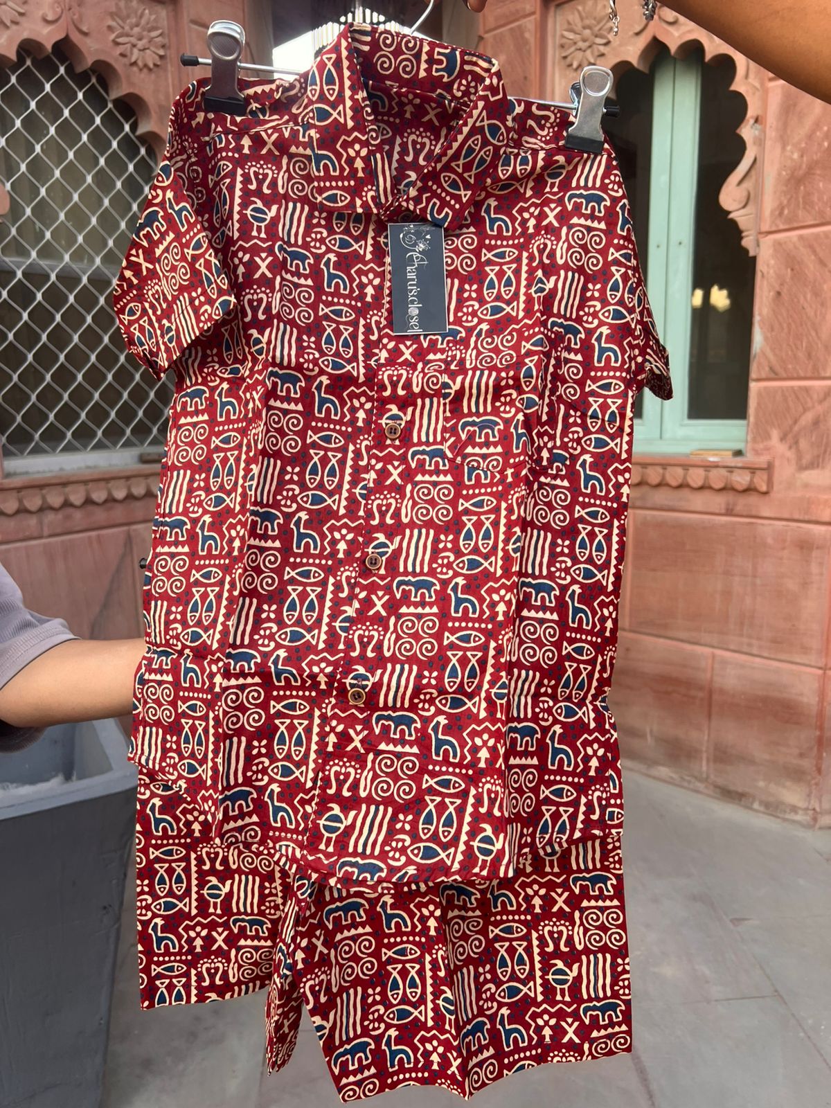 Beautiful Red Color Printed Cotton Set