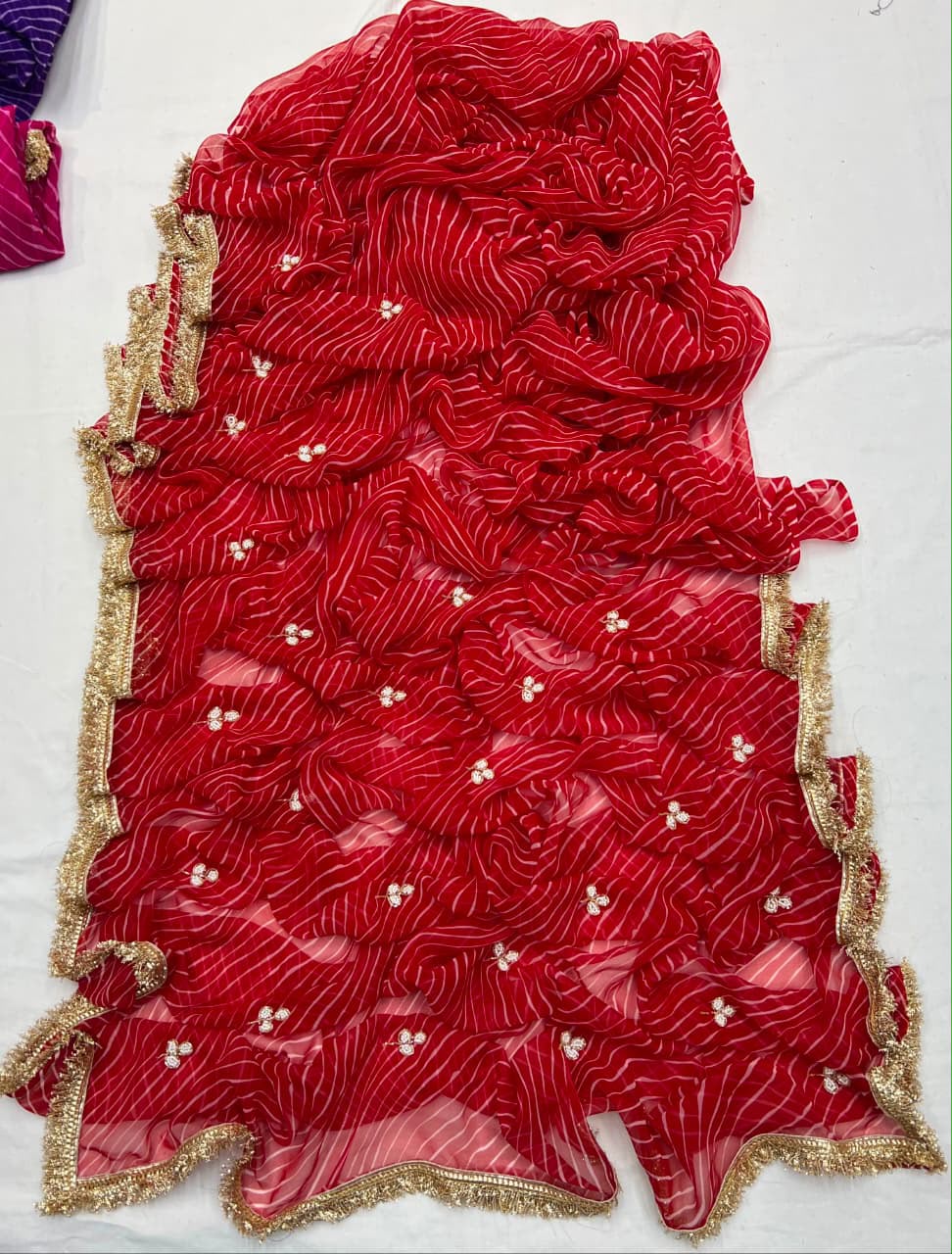 Beautiful Red Color Designer Lahariya Saree