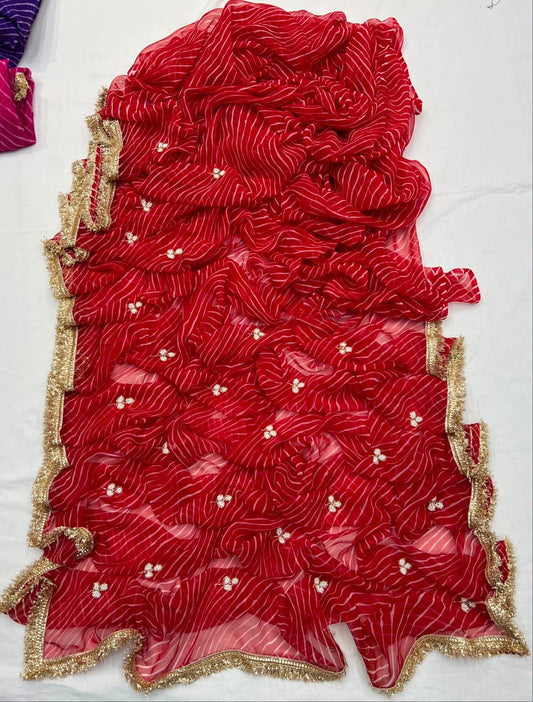 Beautiful Red Color Designer Lahariya Saree