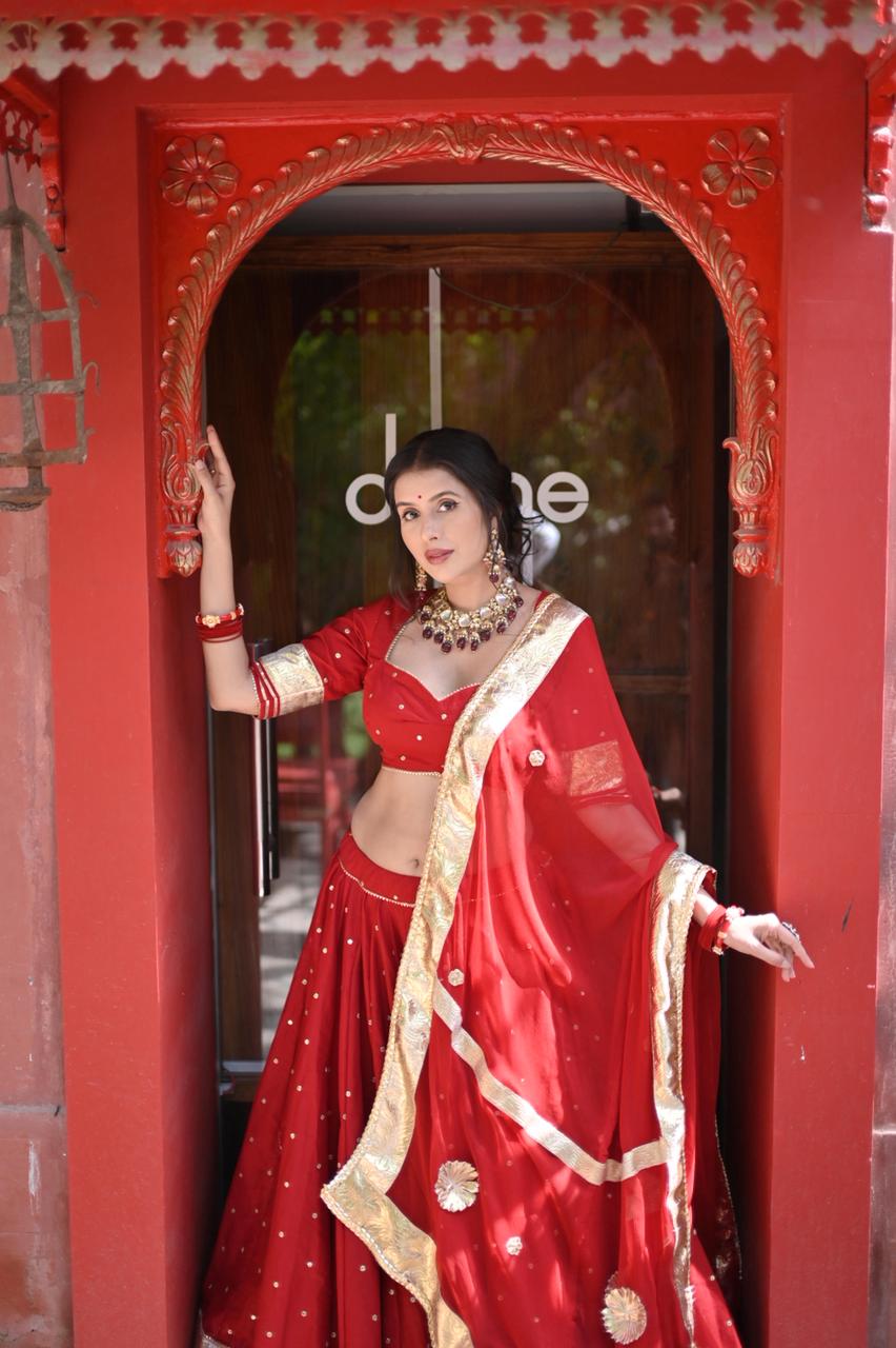 Beautiful Soft Cotton 80 Kali Lehenga with Beautiful Designer Blouse and Dupatta