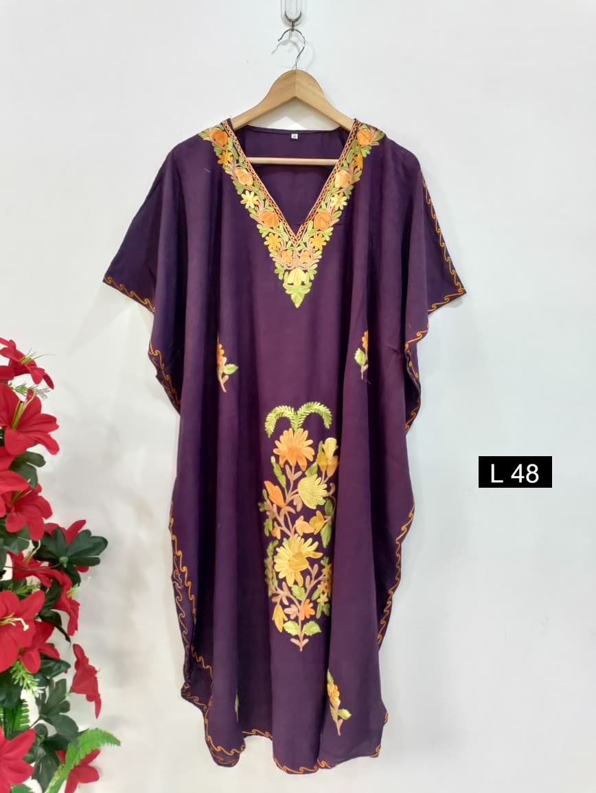 Beautiful Crushed Cotton Ariwork Kaftan