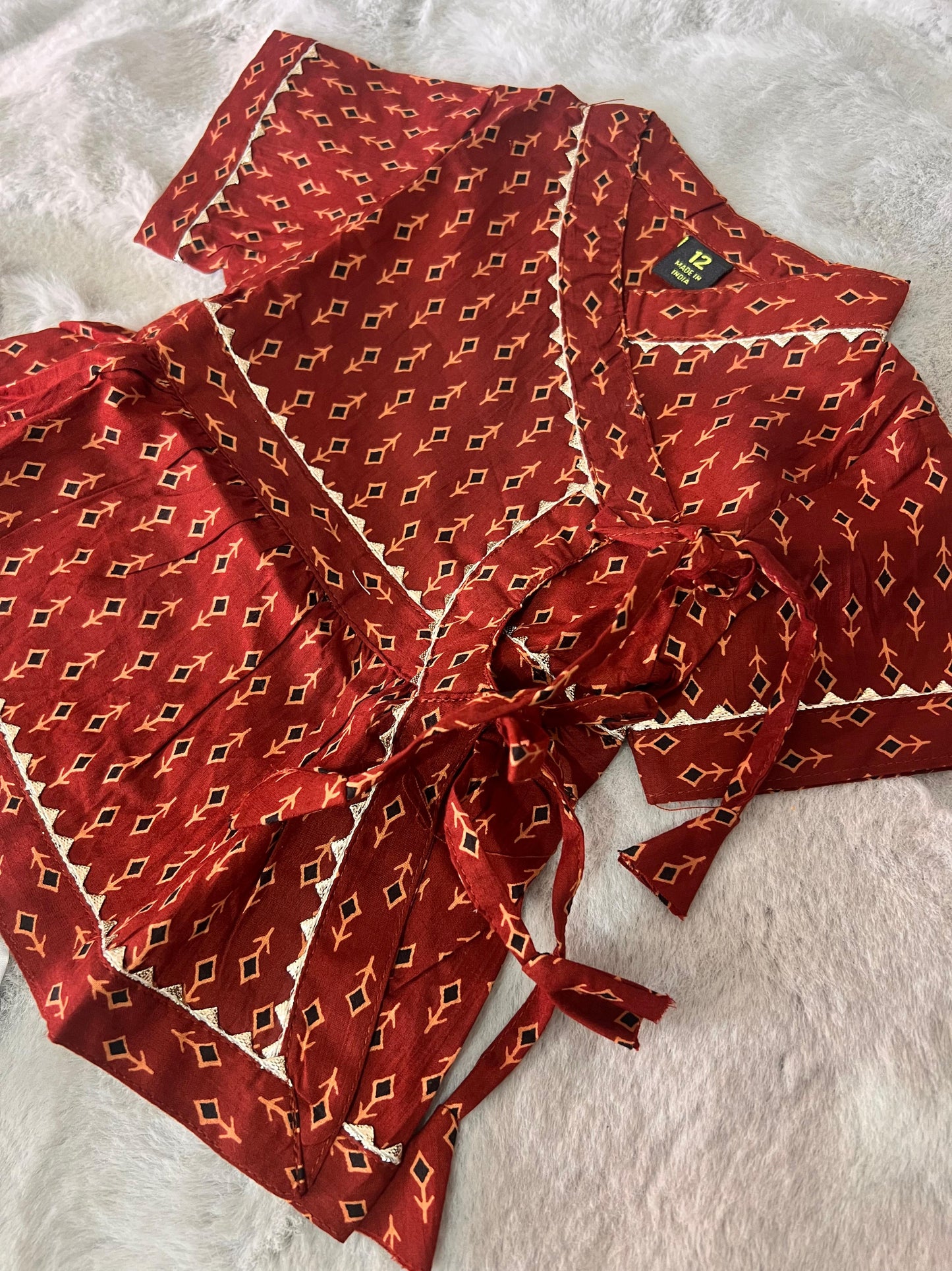 Maroon Color Printed Cotton Dhoti-Kurta