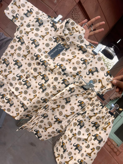 Beautiful Off-White Color Printed Cotton Set ( 26, 6 Year Kid)