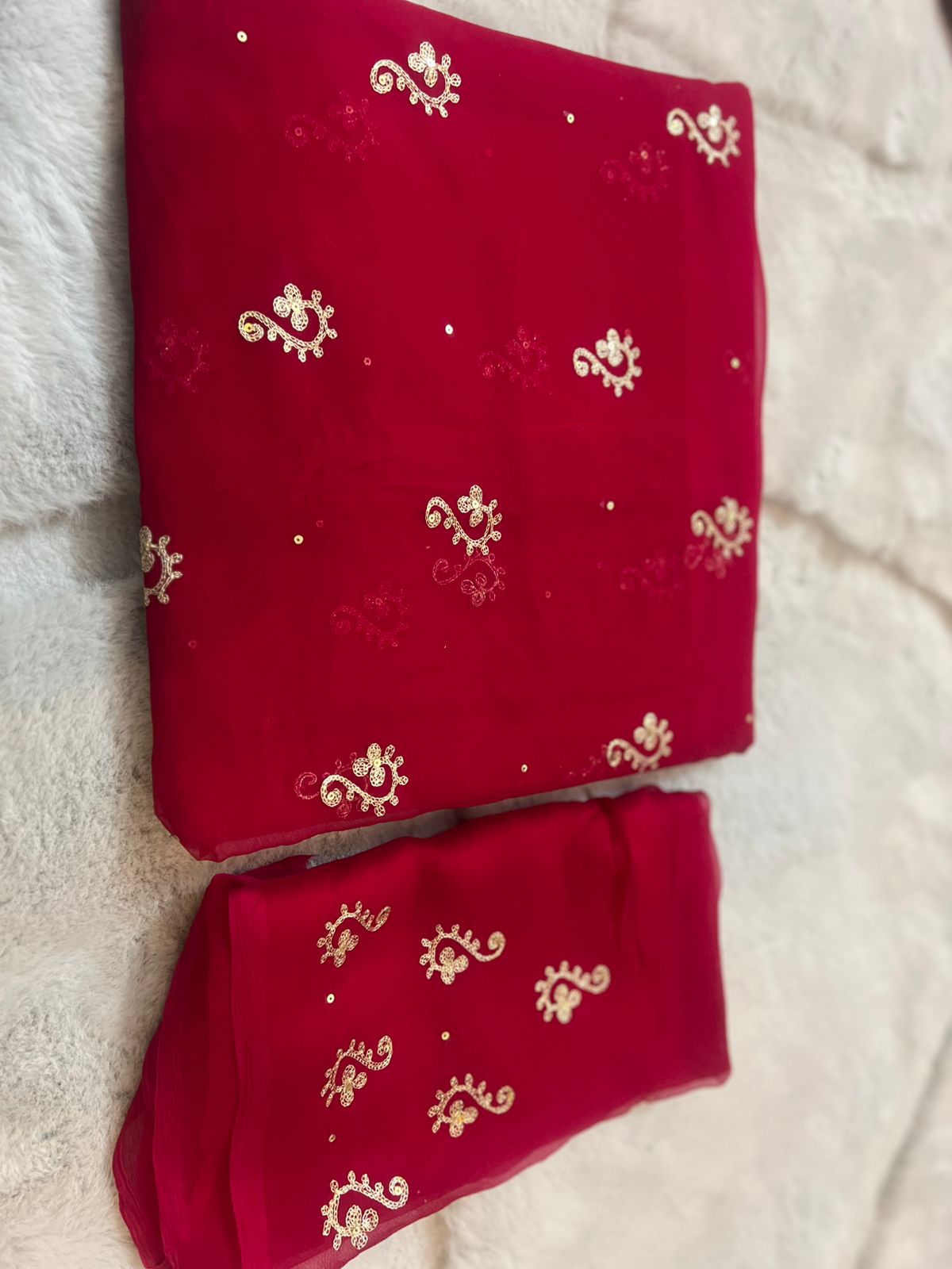 Magenta Pink Pure Chiffon Peta Work Saree