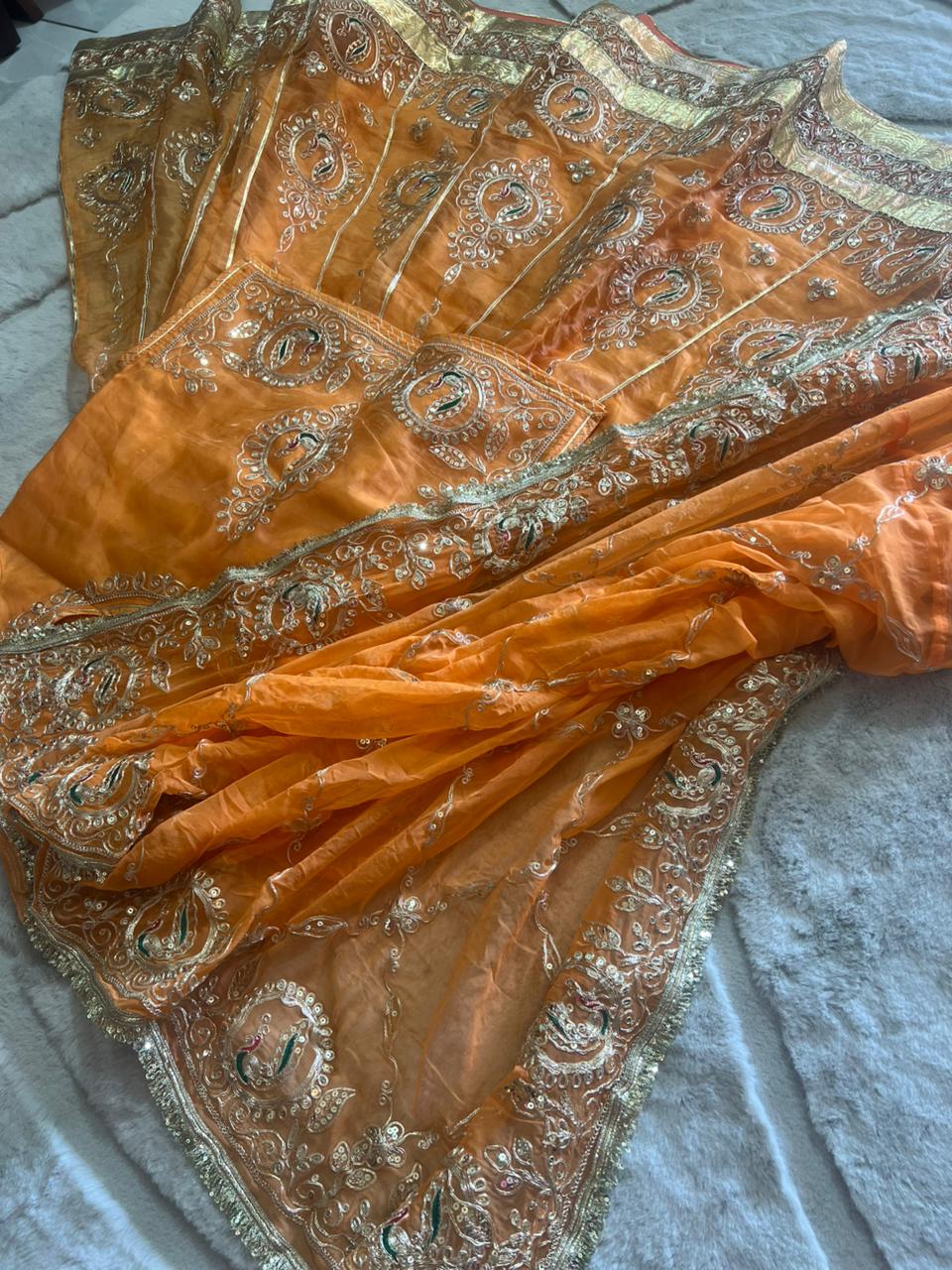 Peach Color Tissue Fandy Poshak