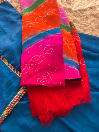 Stitched Designer Poshak with Beautiful Multicolour Pure Odhna