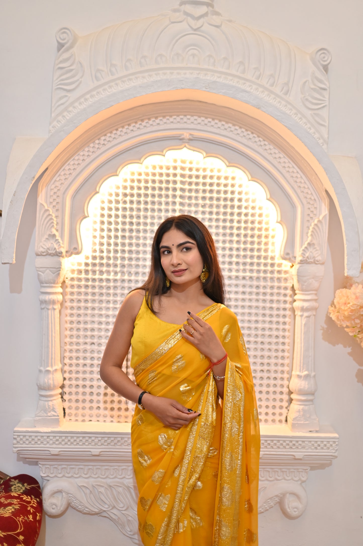 Yellow Soft Georgette Saree
