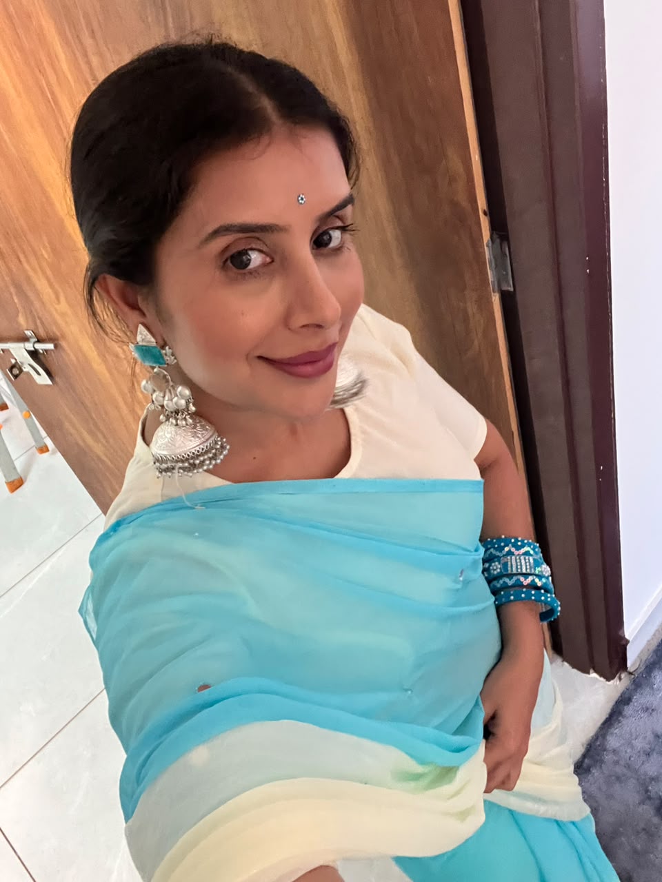 Beautiful Shaded Chiffon Boota Work Saree with Blouse Piece