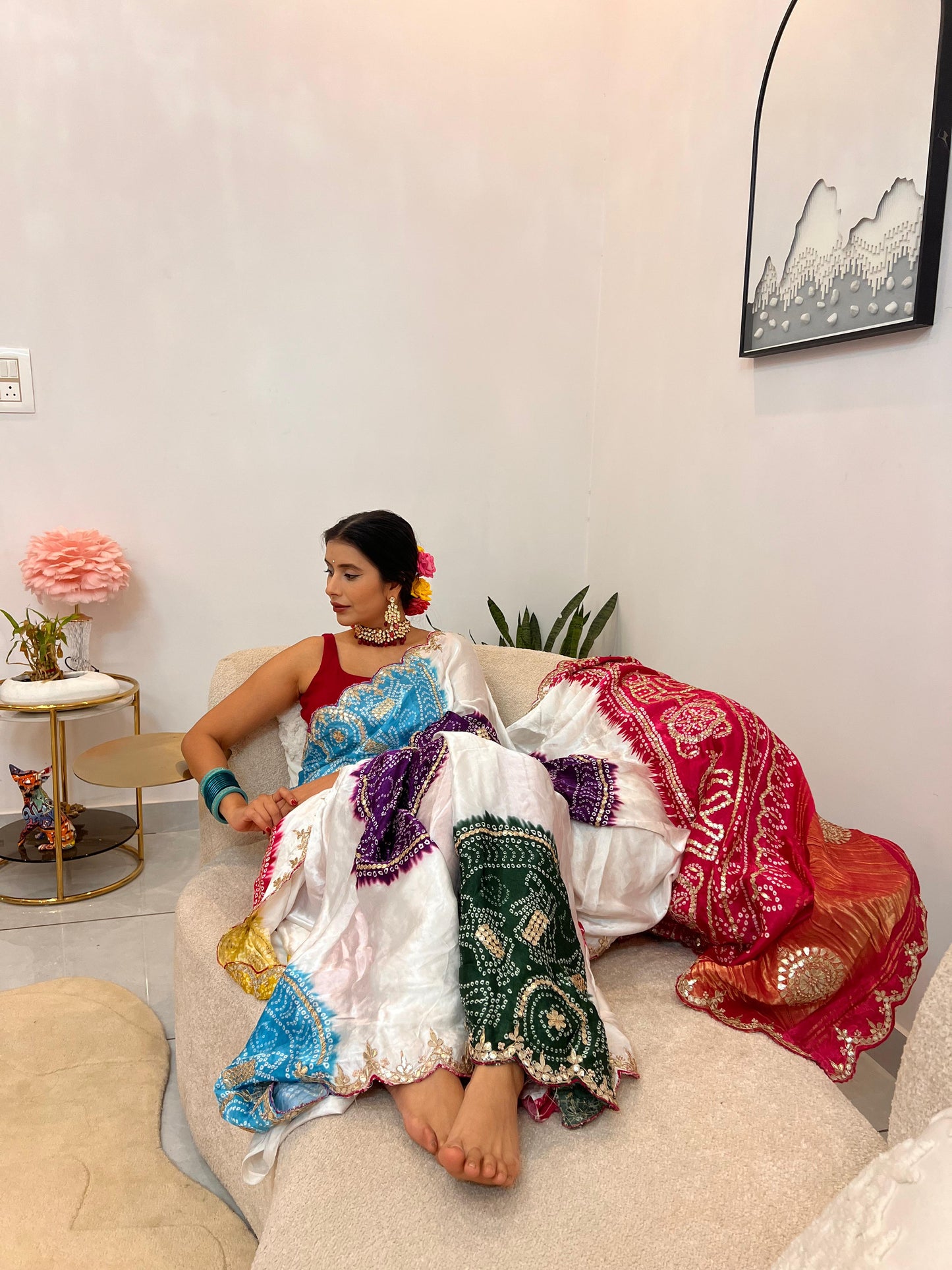 Multi-Color Bandhini Gazi Silk Saree