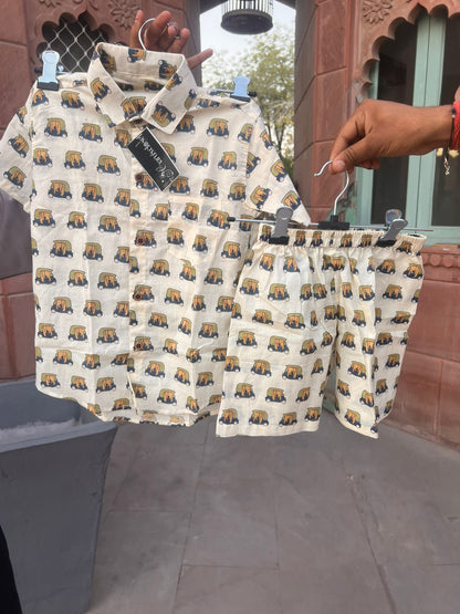 Beautiful Off-White Color Auto Print Cotton Set