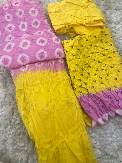 Handcrafted Bandhani Shaded Suit (Unstitched)