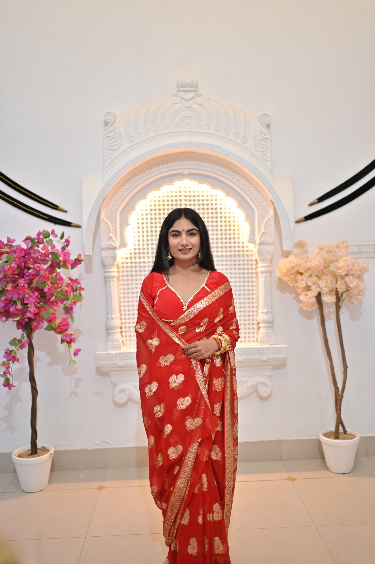 Red Soft Georgette Saree