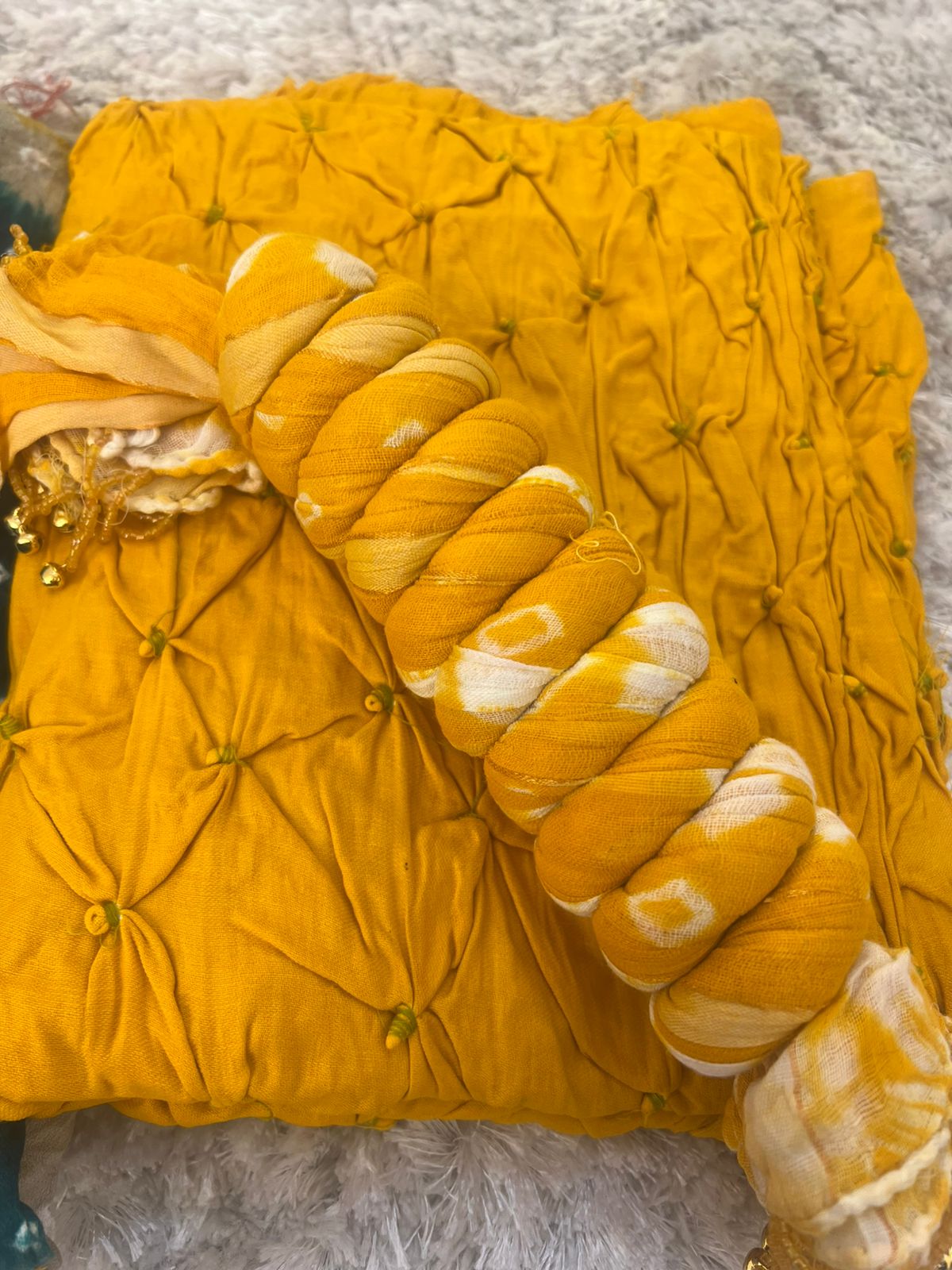 Beautiful Designer Handcrafted Bandhini Suit (Unstitched)