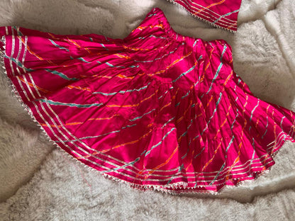Pink Lahariya Pure Cotton Co-Ord Set (9-12 Months)