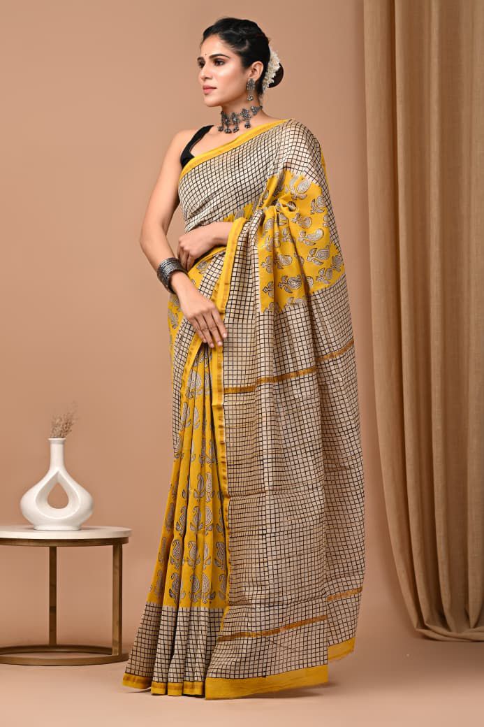 Chanderi Silk Check Pattern Saree