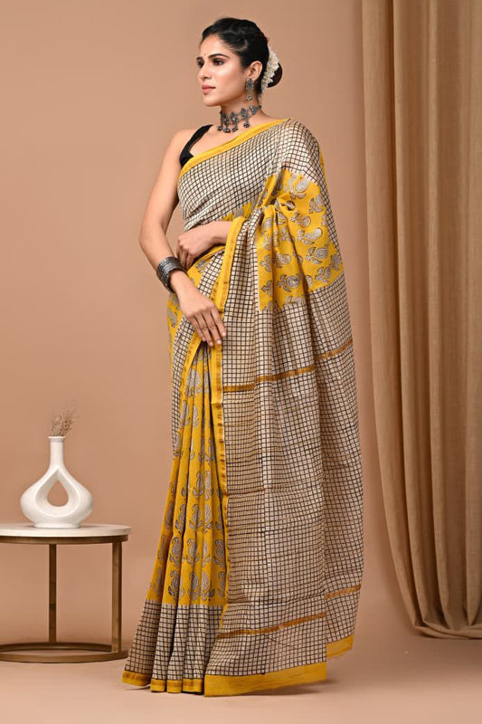 Chanderi Silk Check Pattern Saree
