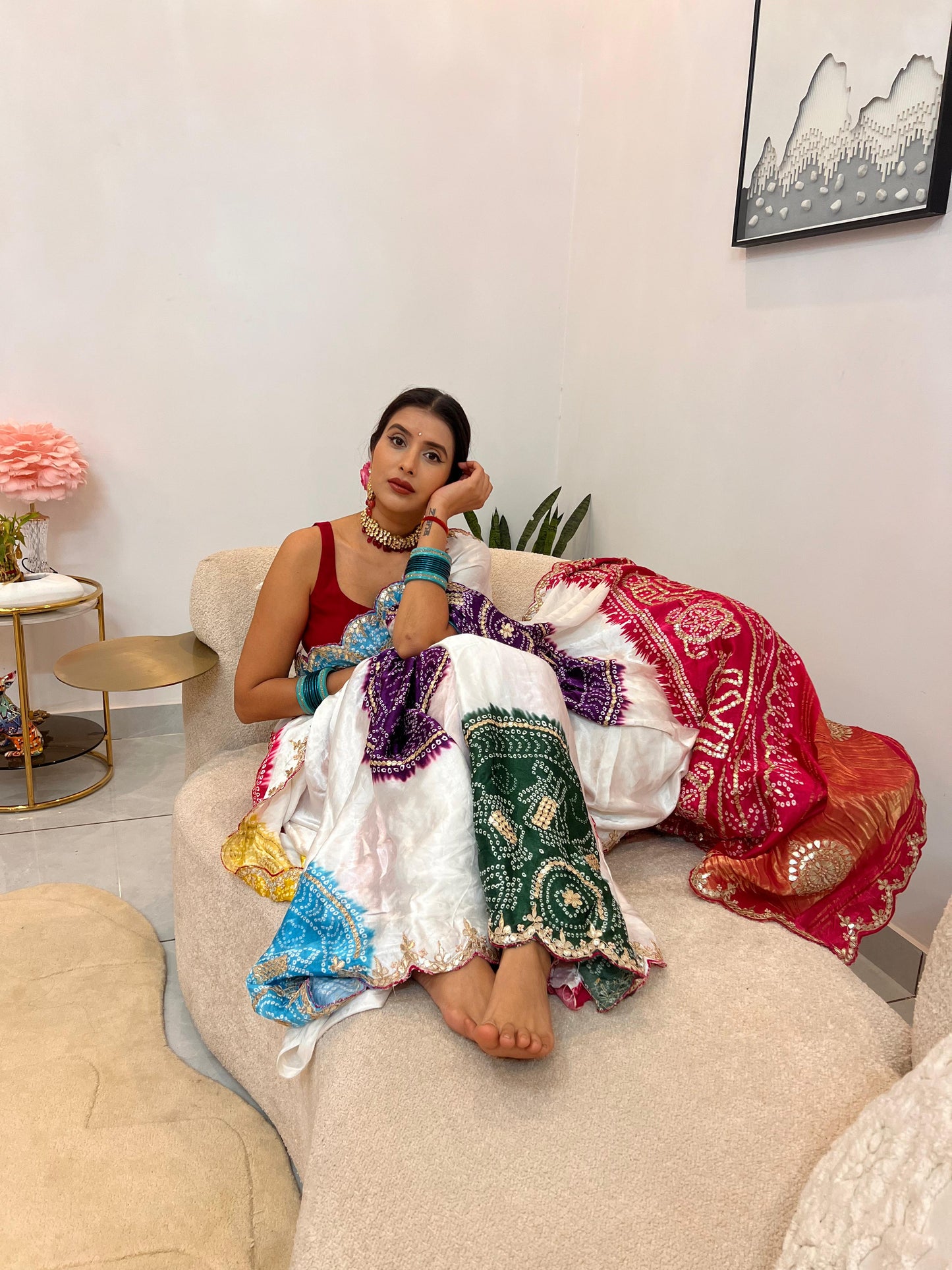 Multi-Color Bandhini Gazi Silk Saree