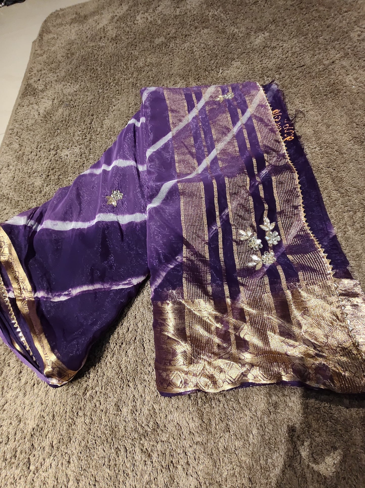 Beautiful Purple Color Lahariya Designer Saree with Blouse Piece