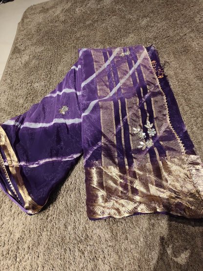 Beautiful Purple Color Lahariya Designer Saree with Blouse Piece