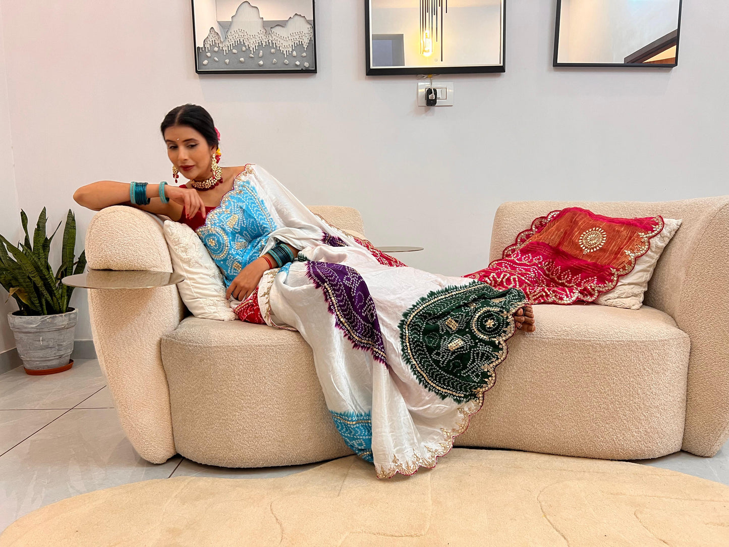 Multi-Color Bandhini Gazi Silk Saree