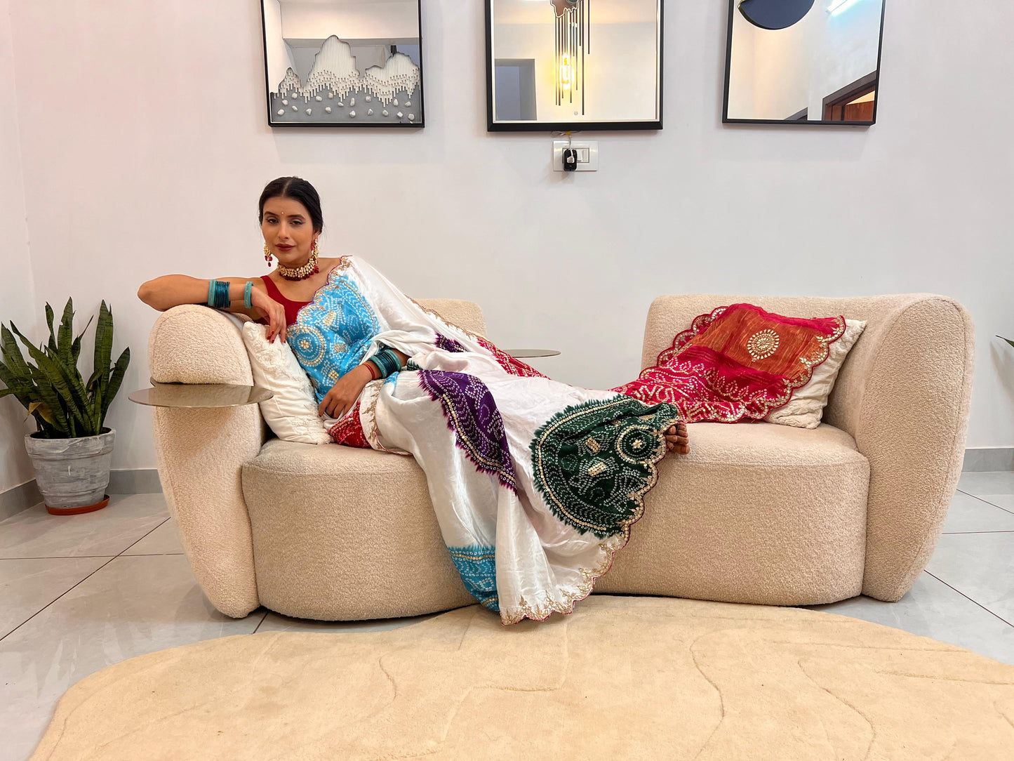 Multi-Color Bandhini Gazi Silk Saree