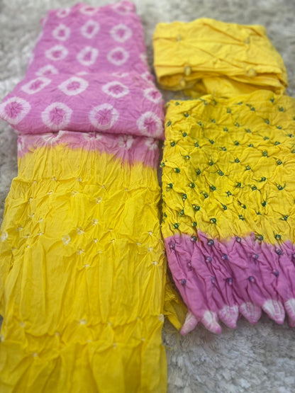 Handcrafted Bandhani Shaded Suit (Unstitched)