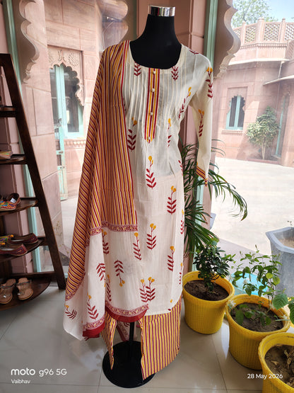 Beautiful Handblock Tarapur Bombay Suit (Size: XL)
