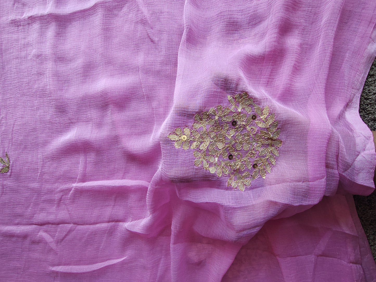Beautiful Baby Pink Chifffon Saree Gota Work all over the Saree with Same Fabric Blouse Piece