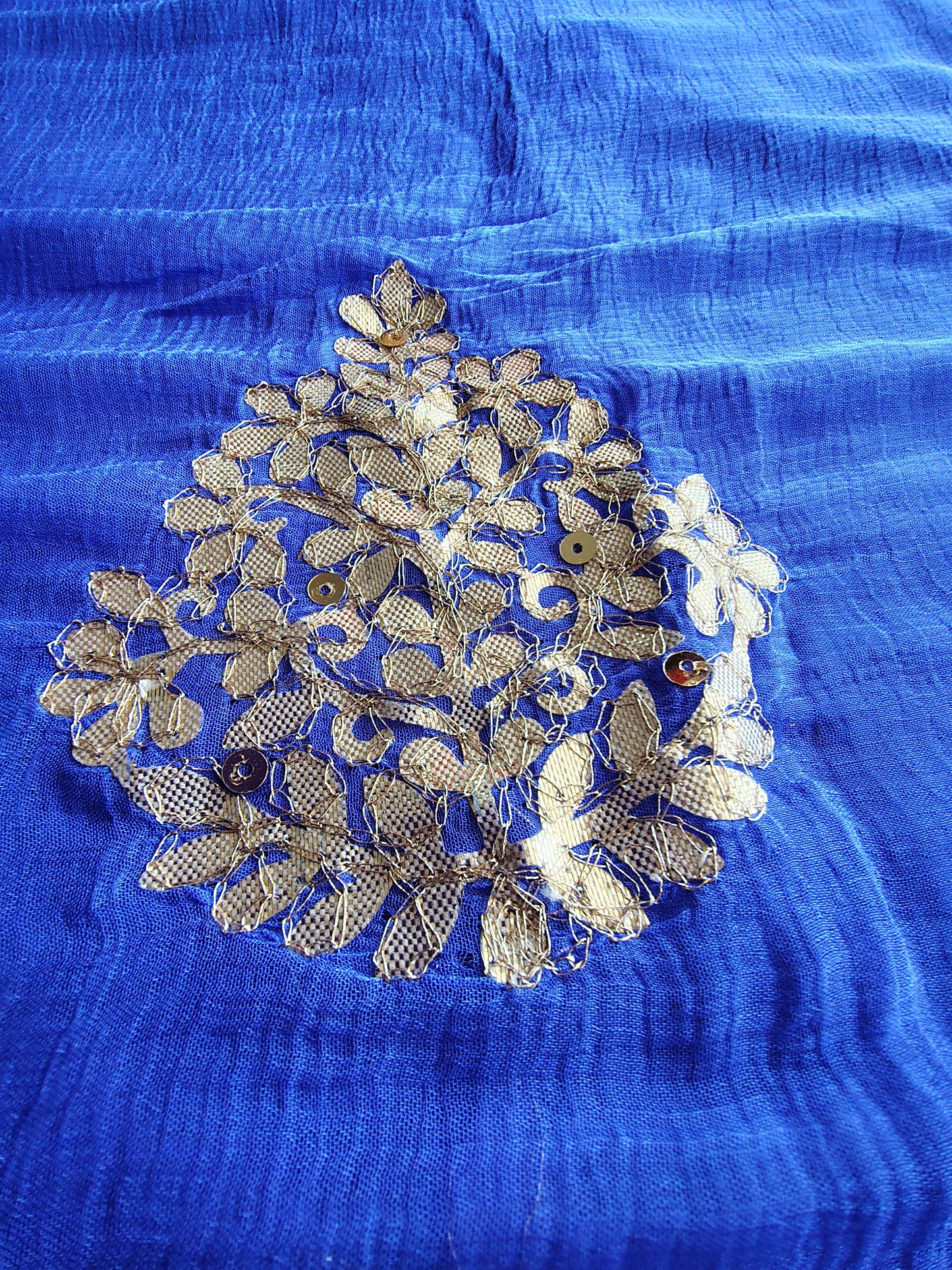 Beautiful Blue Chifffon Saree Gota Work all over the Saree with Same Fabric Blouse Piece