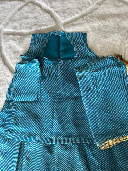 Blue Color Pure Organza Lahariya Poshak (Stitched in Free Size)