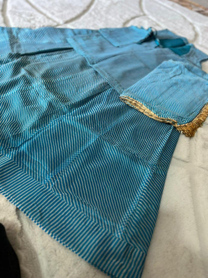 Blue Color Pure Organza Lahariya Poshak (Stitched in Free Size)