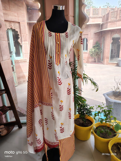 Beautiful Handblock Tarapur Bombay Suit (Size: XL)
