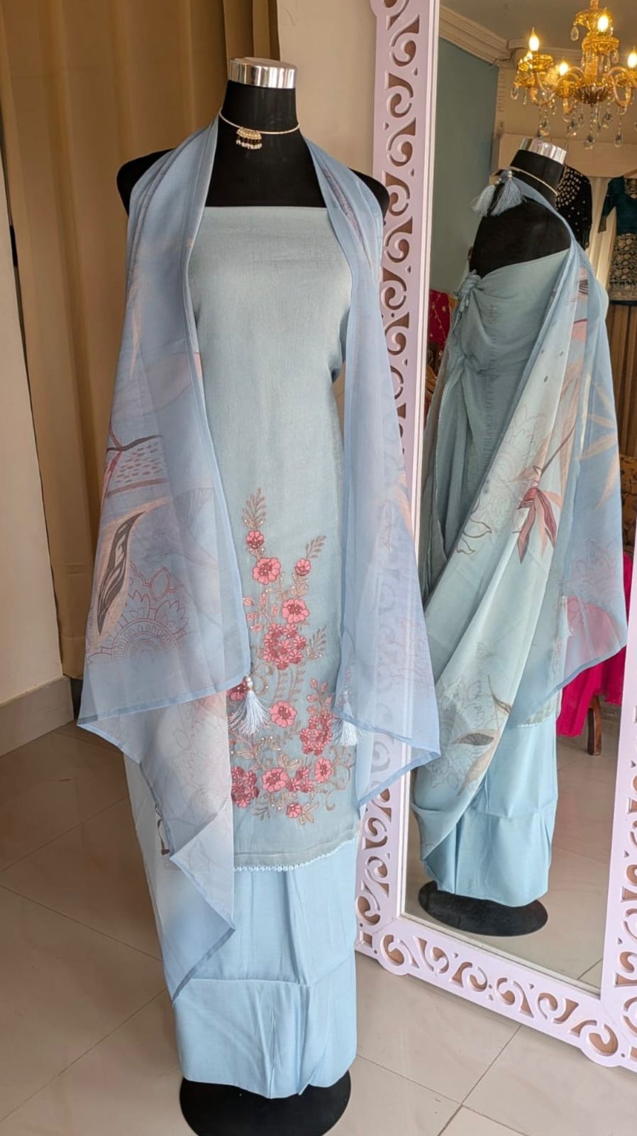 Beautiful Sky Blue Unstitched Suit