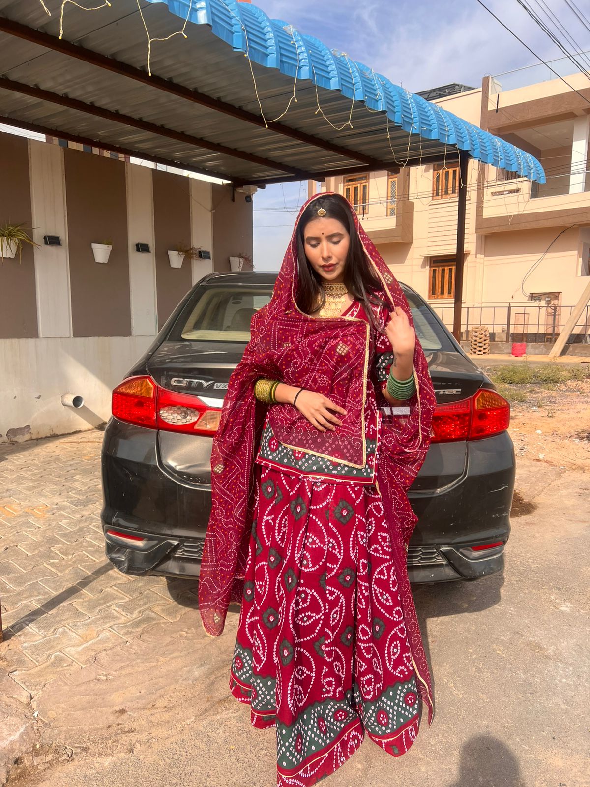 Cotton Bandhej Poshak (Medium Size)